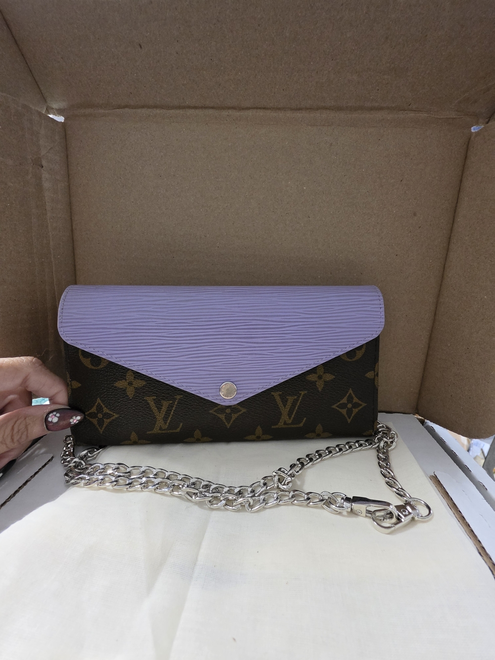 AUTHENTIC Louis Vuitton Lilac Epi Leather & Monogram Canvas MarieLou Long Wallet